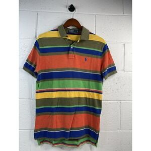 VTG 90's Ralph Lauren Polo Multi Color Wide Striped Men's‎ Short Sleeves Sz M